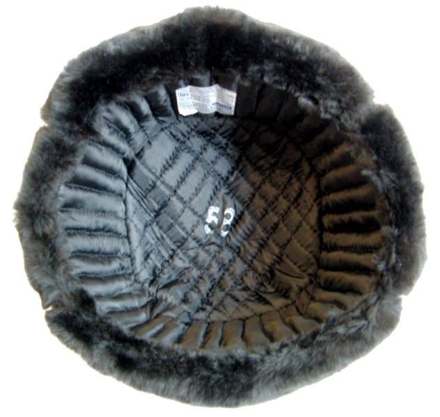Russian Ushanka Faux Fur Cossack Trapper Hat & USSR Soviet Army Badge - Black