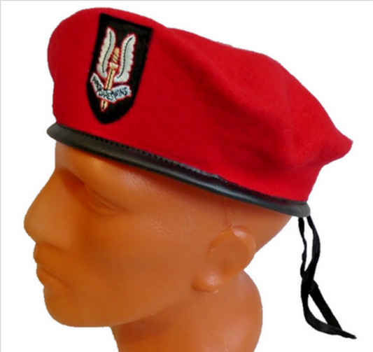 Wool Military Army Style Red Beret Cap Hat SAS Embroidered Badge New Top Quality
