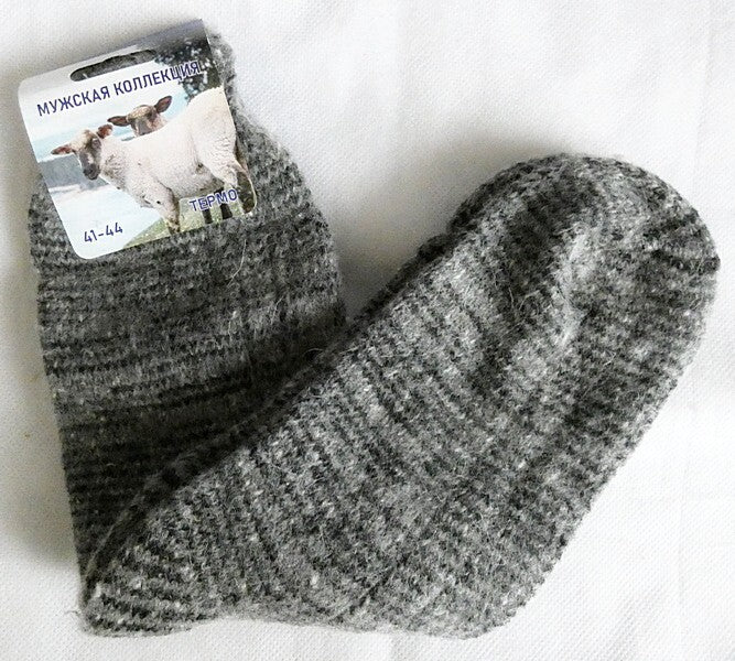 Sheep Wool Thermal Russian Thick Knitted Mens Socks Size 41-44 UK 8-10 One Pair