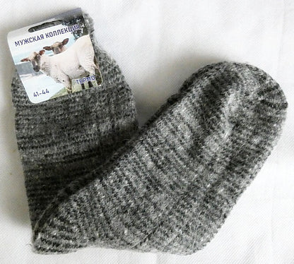 Sheep Wool Thermal Russian Thick Knitted Mens Socks Size 41-44 UK 8-10 One Pair