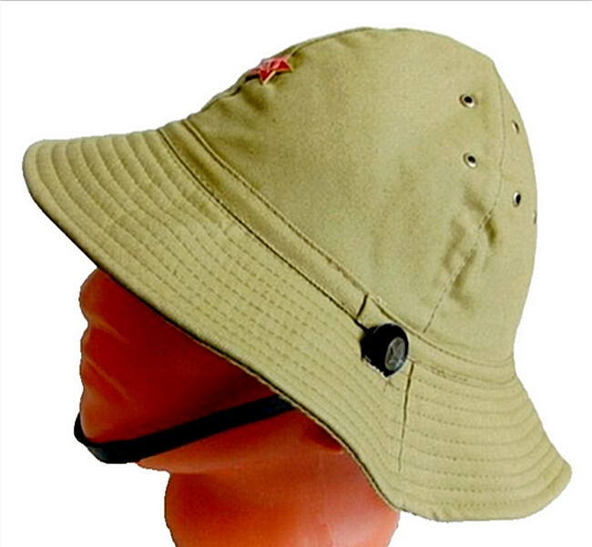 Soviet Army Afghanistan War Uniform Style Panama Hat with Metal Red Star Badge