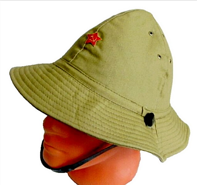 Soviet Army Afghanistan War Uniform Style Panama Hat with Metal Red Star Badge
