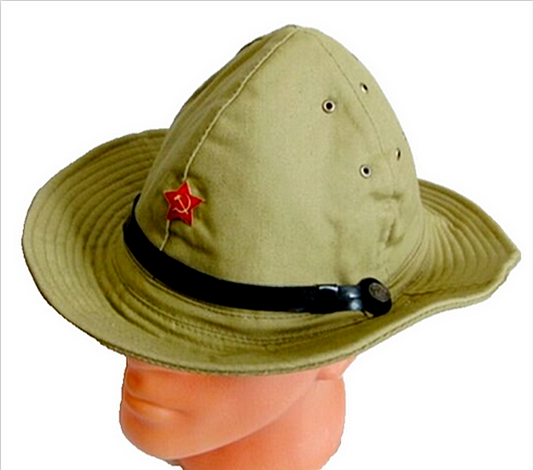 Soviet Army Afghanistan War Uniform Style Panama Hat with Metal Red Star Badge
