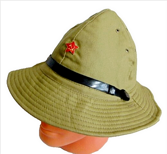 Soviet Army Afghanistan War Uniform Style Panama Hat with Metal Red Star Badge