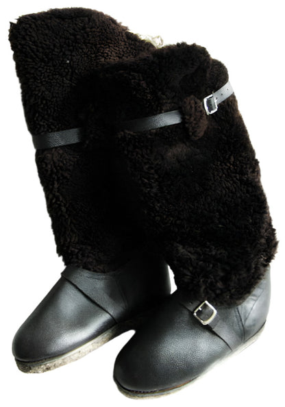 Soviet Russian Air Force High Fur Pilot Arctic Boots UNTY 100% Sheepskin Leather