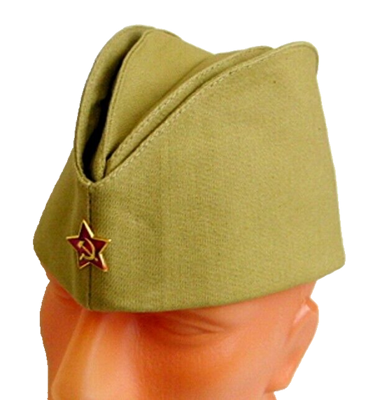 Soviet Russian Army Pilotka Cap Garrison Hat Red Star Badge Size 58 M Khaki New