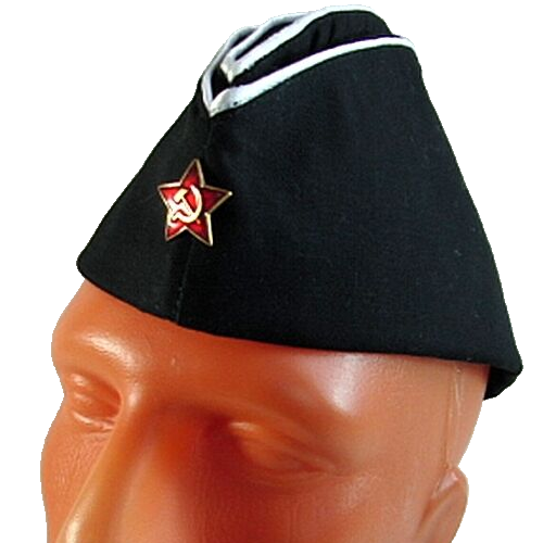 Soviet Russian Navy Black Pilotka Cap Hat USSR Red Star Badge 59cm M-L New