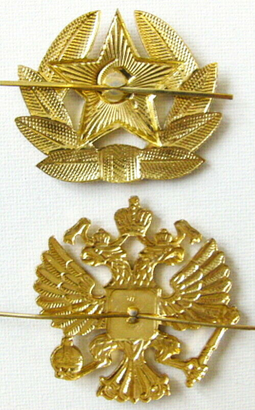 Soviet USSR & Russian Army Hat Cap Badges Red Star & Imperial Eagle *Metal *New