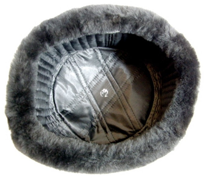 USSR Russian Navy Officer Black Mouton Sheepskin Fur Ushanka Hat Badge 60cm L-XL