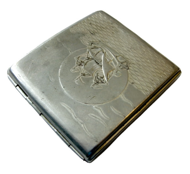 Vintage Soviet Russian Cigarette Holder Case - Sailing Ship