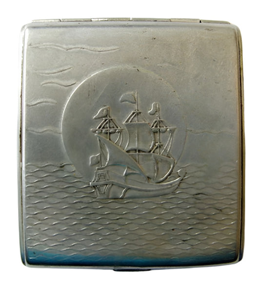 Vintage Soviet Russian Cigarette Holder Case - Sailing Ship