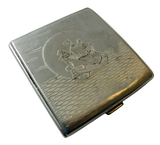 Vintage Soviet Russian Cigarette Holder Case - Sailing Ship