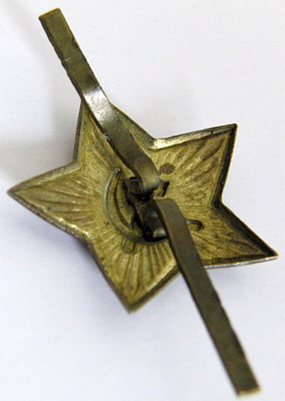 WW2 Soviet Russian Army Officer Red Star Pilotka Cap Badge 1940s Original Scarce